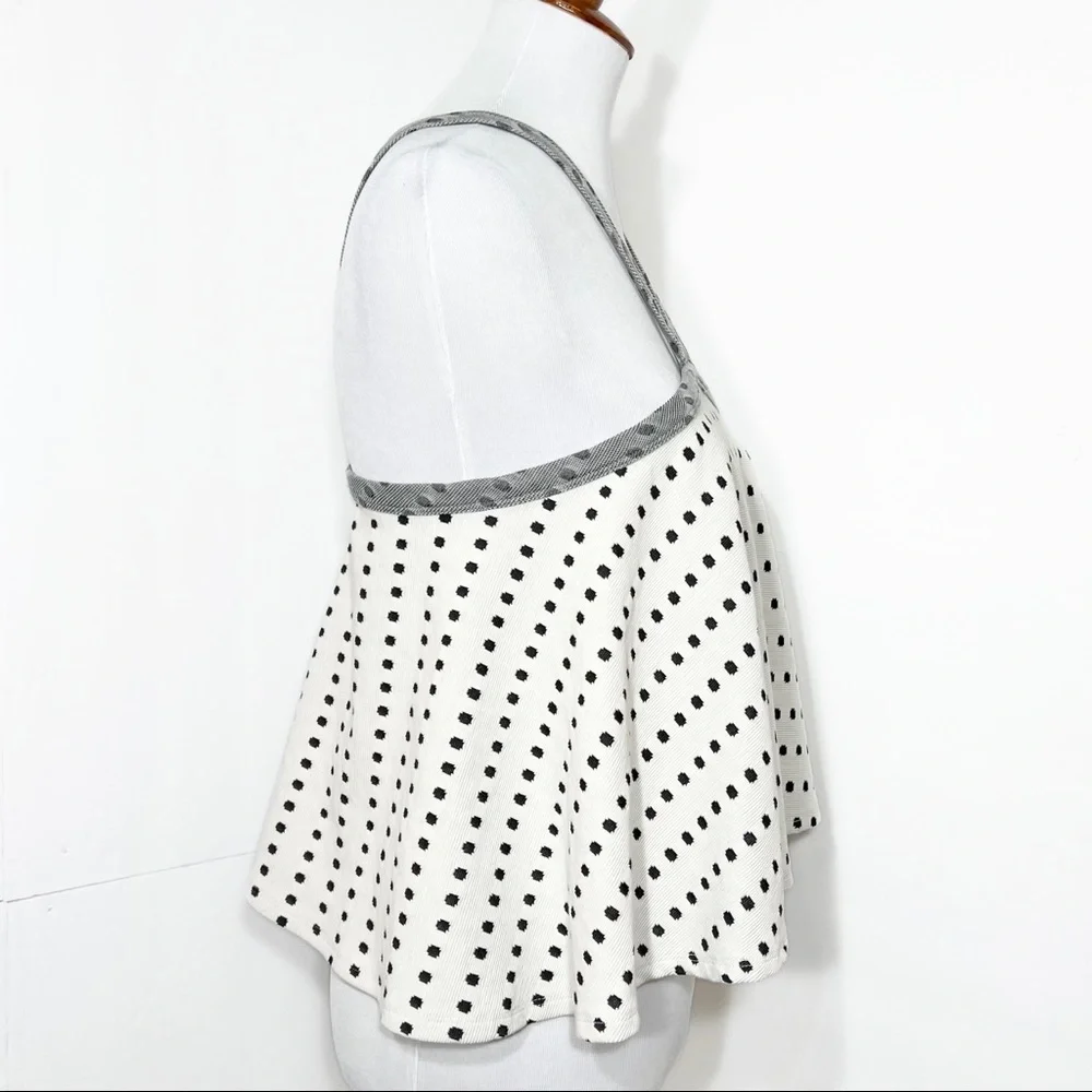 SOLD-Anthropologie Polka Dot Retro Halter Cream and Black Sleeveless Top - Picture 5 of 12